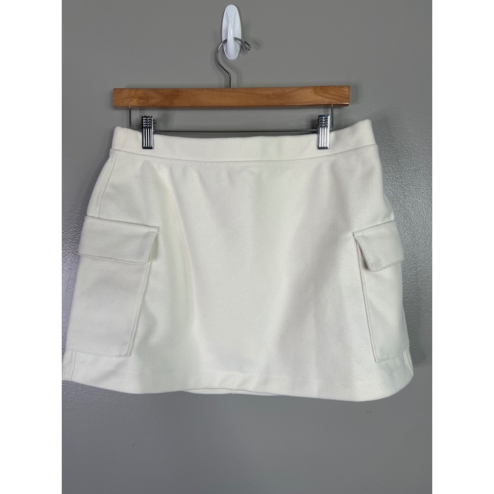 Abercrombie & Fitch Cream Cargo Mini skort Off White Felted Lined Large NEW
